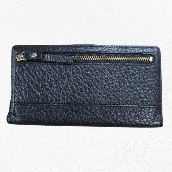 Kate Spade Wellesley Stacy Black Pebbled Leather Wallet Bifold Snap Closure - Picture 3 of 11
